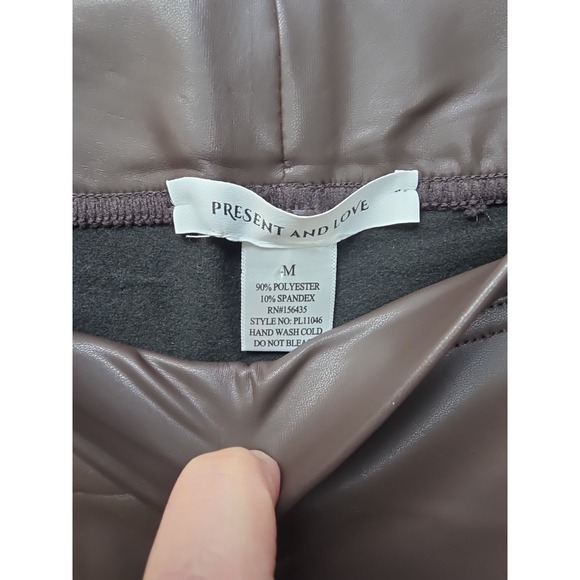 Present And Love Faux Leather Liquid Leggings Womens M NWOT Brown Color - Picture 2 of 6
